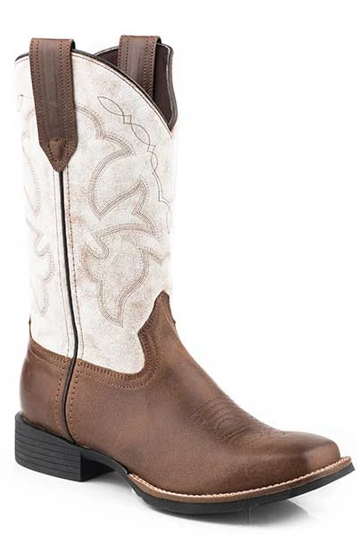 'Roper' Women's 11" Monterey Square Toe - Tan / White 1 'Roper' Women's 11" Monterey Square Toe - Tan / White