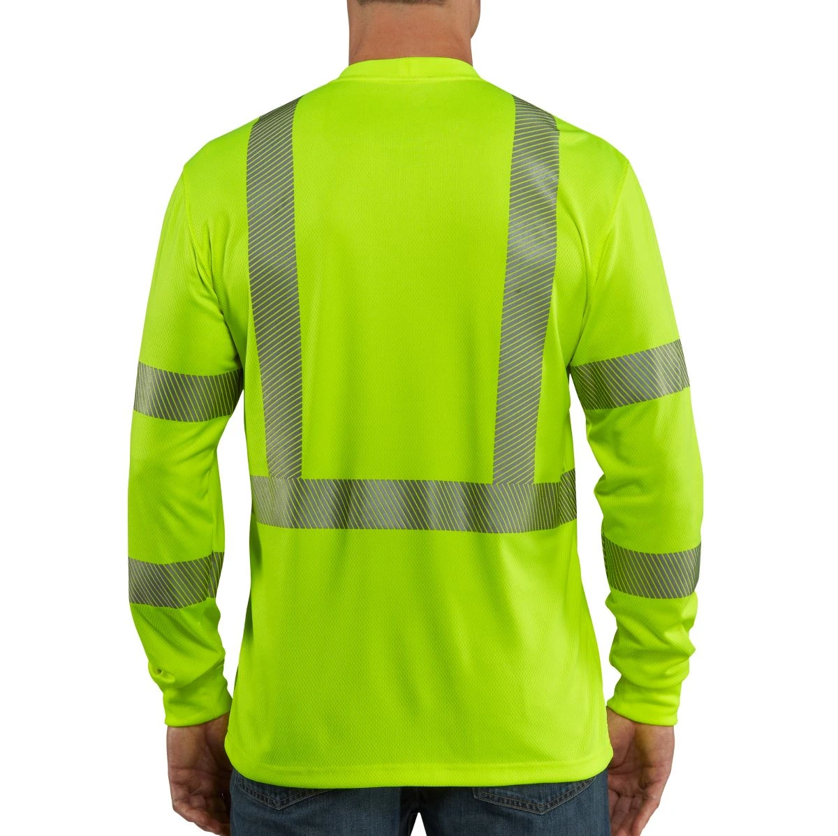 'Carhartt' Men's Force Hi Vis Class 3 Shirt - Lime Green 2 'Carhartt' Men's Force Hi Vis Class 3 Shirt - Lime Green - Image 2