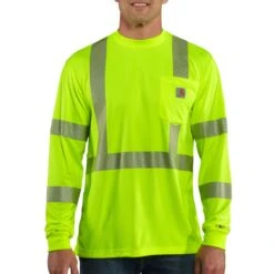 'Carhartt' Men's Force Hi Vis Class 3 Shirt - Lime Green