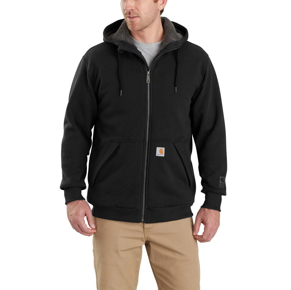 'Carhartt' Men's Rain Defender® Midweight Sherpa Lined Full Zip Sweatshirt - Black 1 'Carhartt' Men's Rain Defender® Midweight Sherpa Lined Full Zip Sweatshirt - Black
