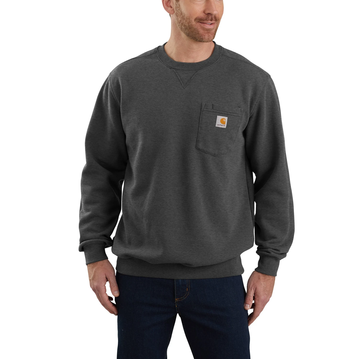 'Carhartt' Men's Crewneck Pocket Sweatshirt - Carbon Heather 1 'Carhartt' Men's Crewneck Pocket Sweatshirt - Carbon Heather