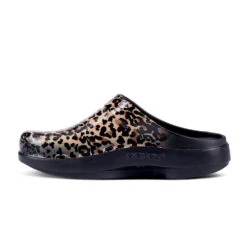 'OOFOS' Women's OOcloog Luxe Pixel Clog - Black / Black Leopard -Cheap Clothing Store 1203BLKLEOPRD shot4 1024x1024@2x