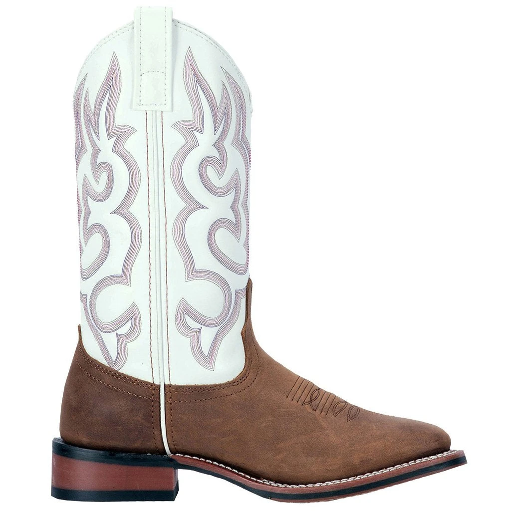 'Laredo' Women's 11" Mesquite Western Square Toe - Taupe / White 1 'Laredo' Women's 11" Mesquite Western Square Toe - Taupe / White