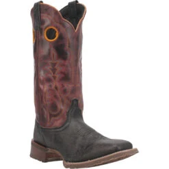 'Laredo' Men's Isaac Western Square Toe - Black / Distressed Maroon -Cheap Clothing Store 7965 1 1024x1024@2x