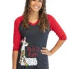 'Lazy One' Women's Fa La Llama Tall Tee - Grey / Red