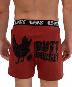 'Lazy One' Men's Butt Nugget Boxer - Brick Red