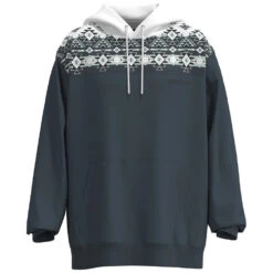 'Hooey' Men's "Ridge" Aztec Pattern Hoody - White / Denim