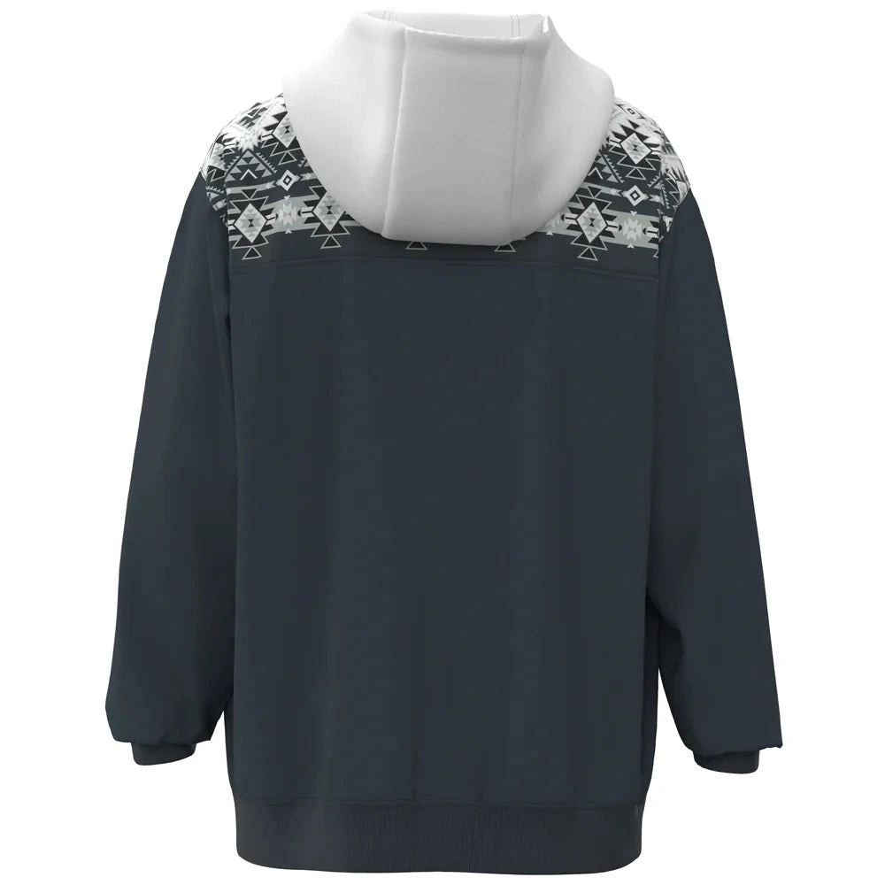 'Hooey' Men's "Ridge" Aztec Pattern Hoody - White / Denim 2 'Hooey' Men's "Ridge" Aztec Pattern Hoody - White / Denim - Image 2