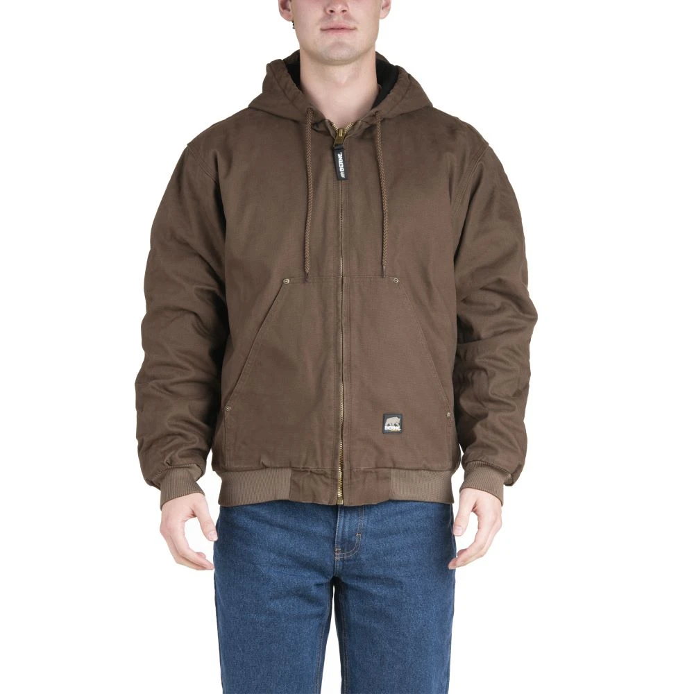 'Berne' Men's Highland Washed Hooded Jacket - Bark 1 'Berne' Men's Highland Washed Hooded Jacket - Bark
