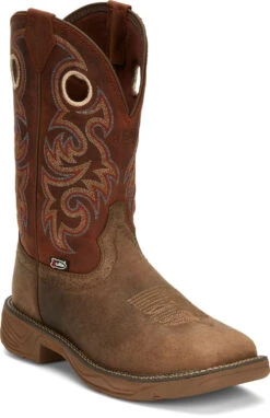 'Justin' Men's 11" Rush Western Square Toe - Peanut Tan / Bronze Orange -Cheap Clothing Store JST 001 SE7402 1024x1024@2x