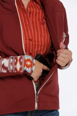 'Cinch' Women's Concealed Carry Bonded Jacket - Burgundy