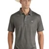 'Panhandle' Men's Performance Geo Button Knit Polo - Black