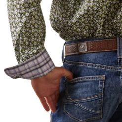 'Ariat' Men's Wrinkle Free Florian Classic Fit Button Down - Black / Green -Cheap Clothing Store S23 MNS WEST 10043878 detail02 1024x1024@2x