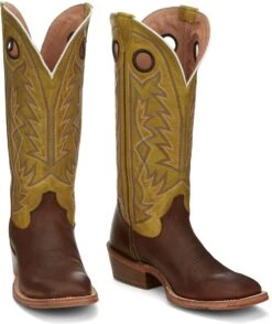 'Tony Lama' Men's 15" Fairview Buckaroo Western Square Toe - Brown / Moss Green -Cheap Clothing Store TNL 002 SA2001 1024x1024@2x